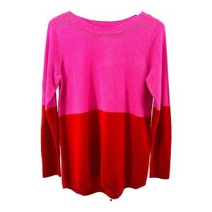 Apt 9 | NWT XS Women’s Pink & Red Colorblock Metallic Thread Boat Neck Sweater